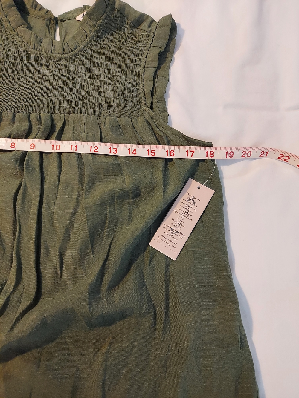 Nanette Nanette Lepore Ruffle Neck Smocked Boho Top - Olive NWT - Picture 8 of 10